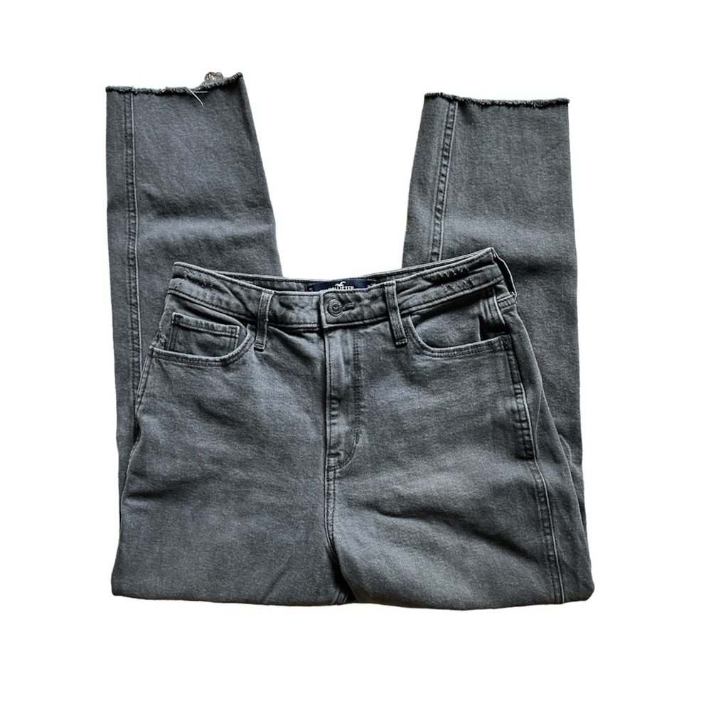 Ultra High Rise Black Gray Washed Out Mom Jeans